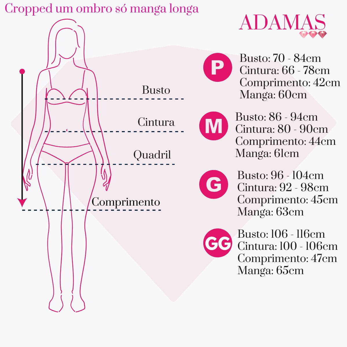 Cropped um ombro manga longa